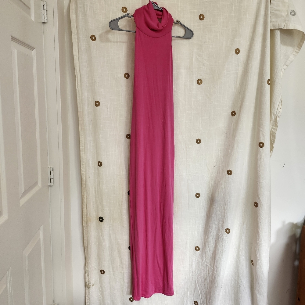 Naked Wardrobe Pink Cowl Neck Sleeveless Bodycon Maxi